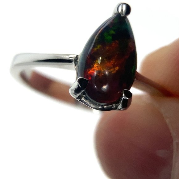 Black Opal 1.63ct Platinum Finish Solid 925 Sterling Silver Ring - Picture 1 of 6